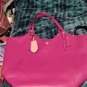 Pink Leather Tote Bag